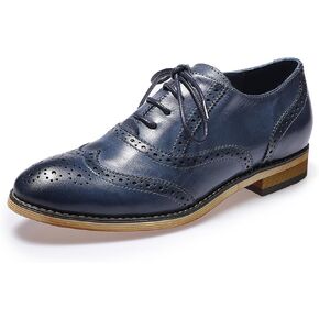 Mona flying Womens Vintage Wingtip Oxfords Ladies Lace up Leather Shoes