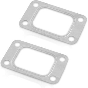 Ajxn 2 PCS Car Modified T3 Turbine Flange Gasket, 4.2" x 2.6" 4 Hole Stainless Steel High Temperature Resistant Intake Manifold Gasket, Universal for T3 T34 T35 T38 GT35 GT35R Turbocharger (Silver)
