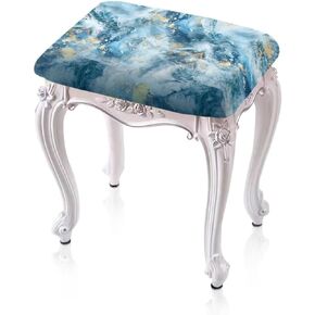 ZDCUSTOM Stool Covers Rectangle Green Leaf Chair Covers Set of 2, Elastic Vanity Stool Covers, Rectangle Bar Stool Covers Chair Covers