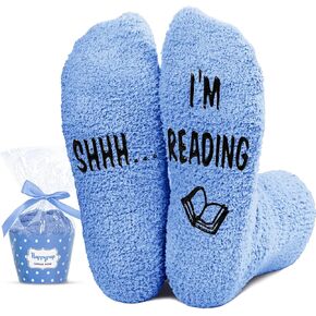 HAPPYPOP Book Lover Gifts for Women Men, Funny Reading Gifts for Book Lovers Readers, Book Reading Socks Stocking Stuffers for Teen Girls Boys