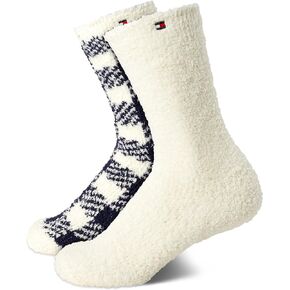 Tommy Hilfiger Women's Socks - Fluffy Fuzzy Crew Socks (2 Pack)