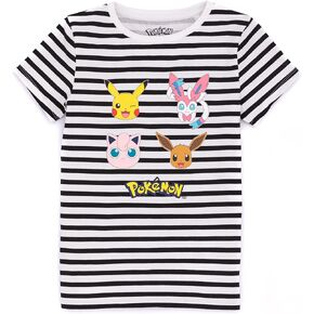 Pokemon T-Shirt Girls Kids Pikachu Eevee Friends Pink Or Blue Character Top