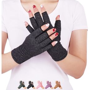 DISUPPO Arthritis Compression Gloves Relieve Pain from Rheumatoid, RSI,Carpal Tunnel, Hand Gloves Fingerless for Computer Typing and Dailywork, Support for Hands and Joints (S, Black)