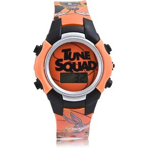 Accutime Space Jam Kids Digital Watch - LED Flashing Light, LCD Watch Display, Kids, Girls and Boys Watch, Plastic Strap in Orange (Model: SPJ4034AZ)