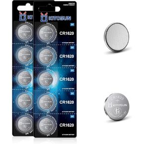 KITOSUN CR1620 3V Lithium Coin Battery – Premium CR 1620 Lithium Cell Button Batteries Replacement for Mazda Toyota Lexus Honda Accord Car Key Fob Remote Control Alarm System Sensor (5 Pack)