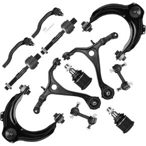 Front Upper and Lower Control Arms w/Ball Joint, Outer Tie Rods Sway Bars Suspension kit Replacement for Accord 2003-2007(2.4L Gas Engine), Acura TSX 2004-2008 (12pc)