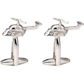Knighthood Helicopter Cufflinks for Men Silver Shirt Cuff Links Business, Wedding Gifts with Gift Box