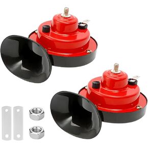 2PCS Super Loud Train Horns, 12V Waterproof Car Air Electric Snail Double Horns, Vehicle Raging Sound & Dual-Tone Air Horn Replacement Kit, Universal for SUV, Sedan, Truck (Black)