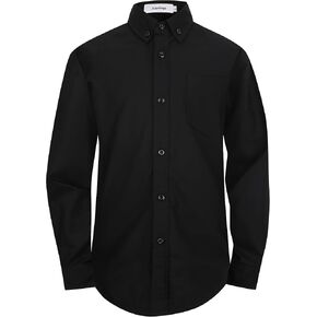 Boys Oxford Button Down Dress Shirt Long Sleeve Casual Collared Uniform