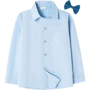 DISAUR Boys Dress Shirts Toddler Boy Button Down Shirt Long Sleeve Removable Bow Tie Button Up Shirt White Formal Graduation in Kuwait