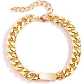 Vintage Stainless Steel Cuban Bracelets for Men/Dainty Charm Cuban Link Chain Bracelet for Women/Handmade Thick Adjustable Summer Beach Foot Jewelry