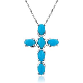 Multiple Style Cross Pendant Necklace for Men Women Sterling Silver Chain Personalized Garnet/Emerald/Green/Blue Turquoise Crystal Cross Necklaces for Christmas Anniversary