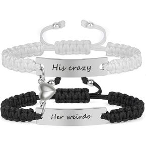 Couple Matching Bracelets for Bf and Gf, Best Friend Friendship Relationship Bracelet, Adjustable Stretch Bracelets Christmas Birthday Valentines Day Anniversary Jewelry Gifts for Him and Her