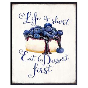 Life Is Short Kitchen Wall Decor - Kitchen Wall Art - Cafe Wall Art & Decor - Restaurant Decor - Family Wall Art - Funny Sayings Quotation - Yellowbird Art & Design Inspiration Poster UNFRAMED 8X10