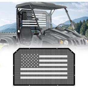 Soft Rear Window Net, Transparent Dust Screen USA Flag Design for Pioneer 1000 700 1000-5 1000-6 700-4 500 520, Sun Windshield Mesh UTV Accessories for Dust and Wind Protection