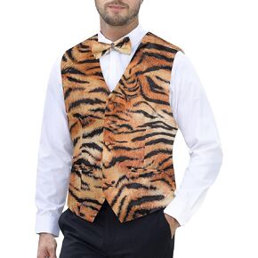 2-Piece Party Suit Vest for Men, Animal Print Waistcoat Vest & Bow Tie