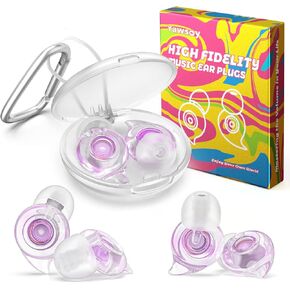 Concert Ear Plugs, 2 Pairs High Fidelity Ear Plugs for Noise Reduction with Acoustic Filter, 24dB Silicone Ear Plugs for Concerts, Festival, Nightclub, DJs, Musicians, Noisy Workplace(Purple)
