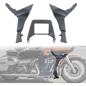 أغطية سبويلر Fairings لملحقات حماية انزلاق الطريق، غطاء سبويلر جانبي من ألياف الكربون مع مجموعة سبويلر ذقن ممتدة مناسبة لدراجة Harley Road Glide 2017-2023