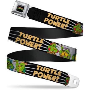 Buckle-Down Seatbelt Belt - Classic TMNT Group Pose/TURTLE POWER! - 1.0" Wide - 20-36 Inches in Length