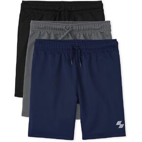 The Children's Place Boys' Athletic Basketball Shorts, Solid Color 3-Pack