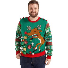 OFF THE RACK Unisex Men's Ugly Xmas Pullover Festive Knitted for Party Christmas Sweater for Women Rudy Be Fierce X-Large