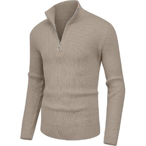 Sailwind Men's Soft Sweaters Quarter Zip Pullover Classic Ribbed Turtleneck Sweater