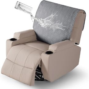 VANSOFY Recliner Chair Covers 100% Waterproof Backrest Cover Reclining Cover Non-Slip Dog Chair Cover Furniture Protector Washable Slipcover Elastic Straps for Pets, Dogs(Chocolate)