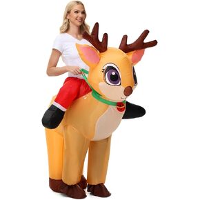 Inflatable Costume Reindeer for Adult Christmas Costumes Blow Up Elk Deer Halloween Costumes Deer Christmas Costume for Women Men Cosplay