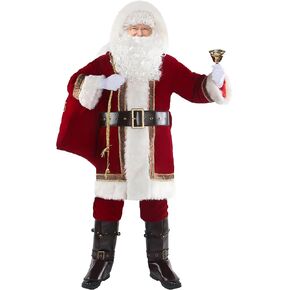 Santa Claus Costume for Men Deluxe Professional Santa Suit Adults 10pcs Mens Outfit Christmas Clause Suits Adult Set