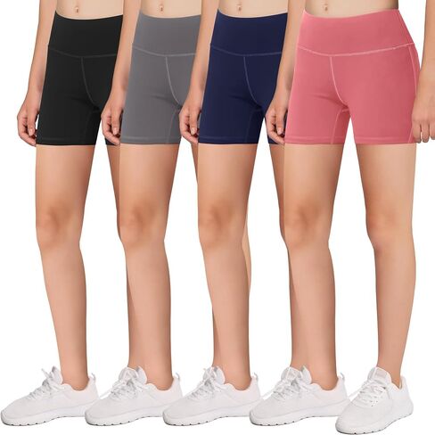 Volleyball Dance Spandex Shorts for Girls - Fit for Biker Yoga Gymnastics Soccer Exercise (Pack of 4) in Saudi Arabia