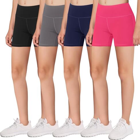 Volleyball Dance Spandex Shorts for Girls - Fit for Biker Yoga Gymnastics Soccer Exercise (Pack of 4) in Saudi Arabia