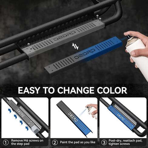 OEDRO 6 inch Running Boards Compatible with 2019-2025 Chevy Silverado/GMC Sierra 1500 Crew Cab, 2020-2025 Silverado/Sierra 2500HD 3500HD Crew Cab, Side Steps with Paintable Step Plates, Black Nerf Bar in Saudi Arabia