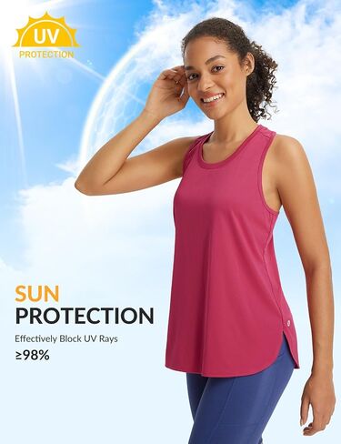 BALEAF Womens Workout Tops Cross Open Back Tank Tops Racerback Sleeveless Tennis Yoga Athletic Running Gym UPF 50+ in Saudi Arabia
