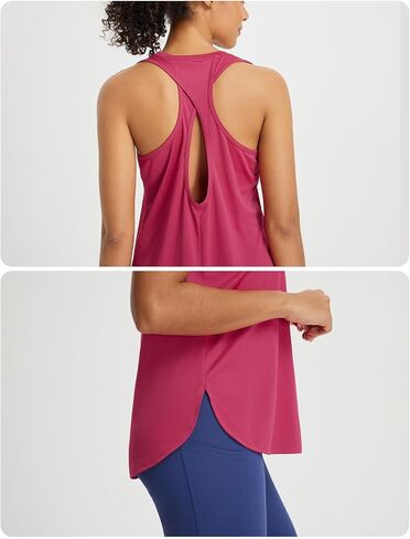 BALEAF Womens Workout Tops Cross Open Back Tank Tops Racerback Sleeveless Tennis Yoga Athletic Running Gym UPF 50+ in Saudi Arabia