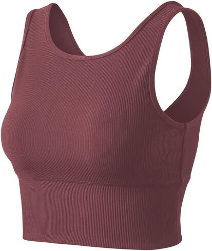 Workout Crop Tank Tops for Women Solid Comfort Sleeveless Shirts for Casual Sports Fitness Yoga Reversible Ribbed Tops in Kuwait