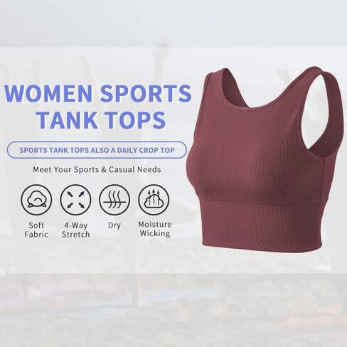 Workout Crop Tank Tops for Women Solid Comfort Sleeveless Shirts for Casual Sports Fitness Yoga Reversible Ribbed Tops in Kuwait