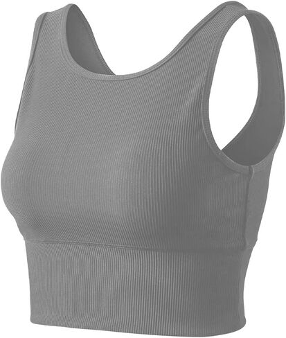Workout Crop Tank Tops for Women Solid Comfort Sleeveless Shirts for Casual Sports Fitness Yoga Reversible Ribbed Tops in Kuwait