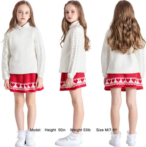JSTEX Girls Sweaters Casual Kids Pullover Sweater Crew Neck Long Sleeve Knit Jumper Top for Girl Toddler Teen Size 4-14 in Kuwait