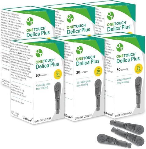 OneTouch Delica Plus Lancets for Diabetes Testing | Fine 30 Gauge Lancets for Blood Test | Diabetic Supplies for Blood Sugar Monitor | Lancets for Lancing Device, 180 Count in Kuwait
