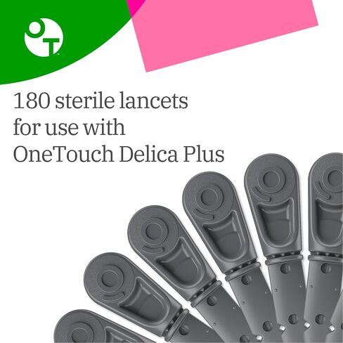 OneTouch Delica Plus Lancets for Diabetes Testing | Fine 30 Gauge Lancets for Blood Test | Diabetic Supplies for Blood Sugar Monitor | Lancets for Lancing Device, 180 Count in Kuwait