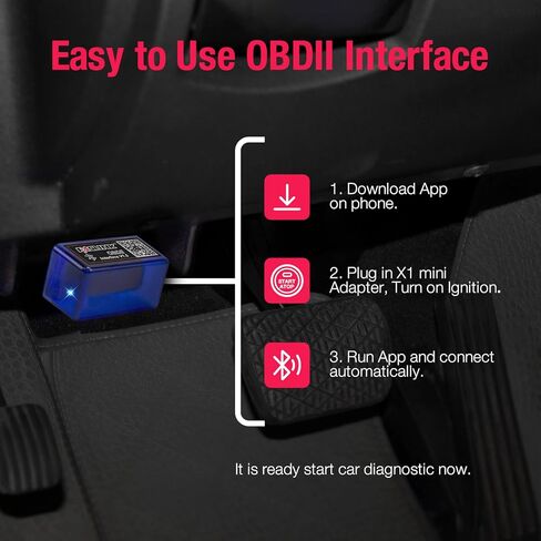 X1 Bluetooth OBD2 Scanner for iPhone & Android, ELM327 BLE Wireless Adapter for Check Engine Light & Fix Car Fault Code Reader Diagnostic Scan Tool Compatible All OBDII Gasoline Vehicles in Saudi Arabia