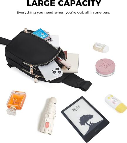 CHOLISS Large Sling Bag for Women and Men, Anti Theft Crossbody Bags with Extended Strap, Nylon Travel Crossbody Fanny Packs in Kuwait