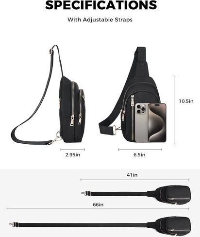 CHOLISS Large Sling Bag for Women and Men, Anti Theft Crossbody Bags with Extended Strap, Nylon Travel Crossbody Fanny Packs in Kuwait