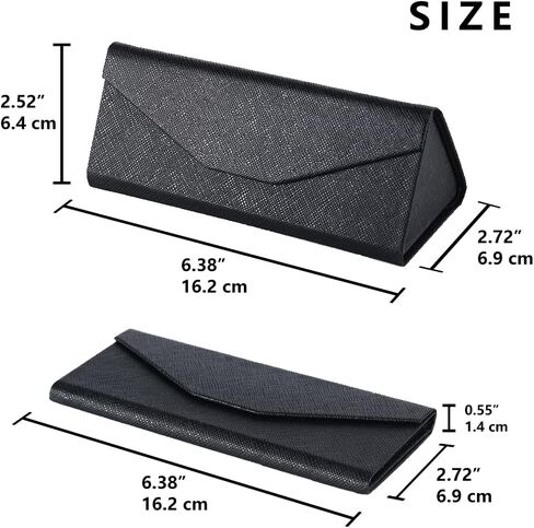 Glasses Cases, Eyeglasses Case Hard Shell For Men Women, PU Folding Glasses Sunglasses Case Portable With Clean Cloth in Saudi Arabia