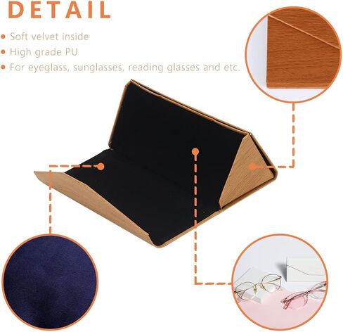 Glasses Cases, Eyeglasses Case Hard Shell For Men Women, PU Folding Glasses Sunglasses Case Portable With Clean Cloth in Saudi Arabia