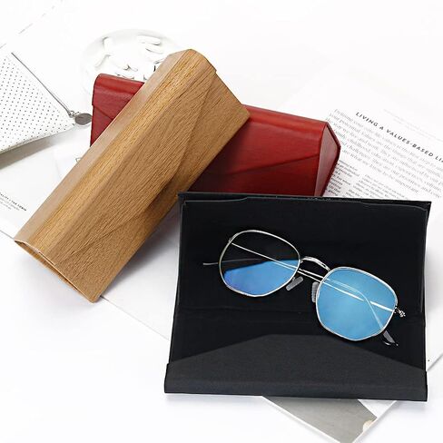 Glasses Cases, Eyeglasses Case Hard Shell For Men Women, PU Folding Glasses Sunglasses Case Portable With Clean Cloth in Saudi Arabia