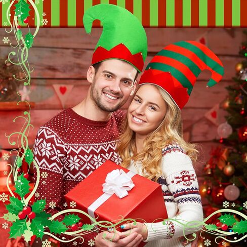 6 Packs Christmas Elf Hat Felt Elf Costume Hat Christmas Hats for Jingle Bell Funny Hats Elf Hat for Men Women Christmas Party Costume Santa Hat Christmas Holiday Party Accessories in Kuwait