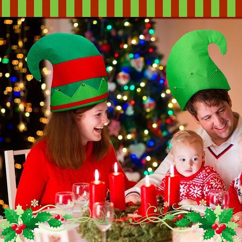 6 Packs Christmas Elf Hat Felt Elf Costume Hat Christmas Hats for Jingle Bell Funny Hats Elf Hat for Men Women Christmas Party Costume Santa Hat Christmas Holiday Party Accessories in Kuwait