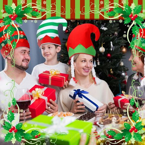 6 Packs Christmas Elf Hat Felt Elf Costume Hat Christmas Hats for Jingle Bell Funny Hats Elf Hat for Men Women Christmas Party Costume Santa Hat Christmas Holiday Party Accessories in Kuwait