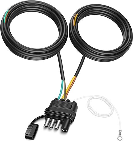 26FT 4 Pin 5 Wire Trailer Wiring Harness with PVC Protective Tube, 4 Way Flat Trailer Connector, Trailer Lights and Wiring Kit, Trailer Wire Connector Plug for Trailer Boat RV Tractor... (26FT) in Kuwait